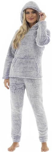 KATE MORGAN Womens Pyjamas Warm Fleece Pyjamas for Women Sets Pjs with Pockets S-XL | Soft Twosie Pyjama Set for Ladies Gifts for Her XL Purple Snuggle