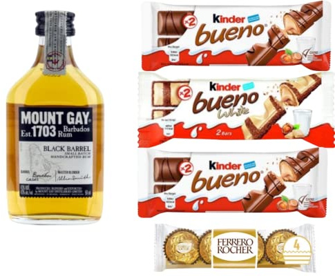 Miniature Rum |Kinder Chocolate Gifts |Mini Rum Gifts | Christmas Gifts | Birthday Gifts | Luxury Gifts| Dark Rum| Spiced Rum| (Mount Gay Black Barrel Rum)