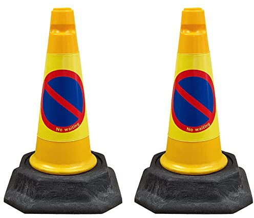 Street Solutions UK - 2 x No Waiting Road Traffic Cones 18 (460mm) Self Weighted Safety Cone - 100% Recycled PVC, Heavy Duty, Strong and Durable