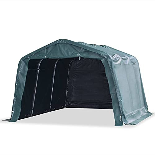 MOONAIRY Weidezelt, Carport, Zeltgarage, Gerätezelt Winterfest, Lagerzelt, Carport Plane, Foliengarage, PVC 550 g/m² 3,3×4,8 m Dunkelgrün