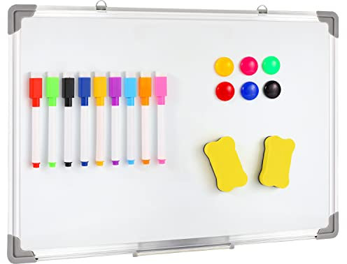 VEYLIN 40 X 60 CM Large Magnetic Whiteboard, Hanging Dry Erase White Board for Wall, Aluminium Frame Wipe Writing Board for Home Office School Class