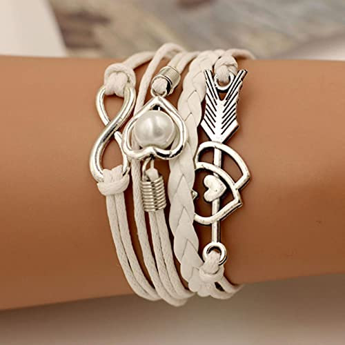 JIJIBA Leather Bracelets For Women Wrap Infinity Love Heart Friendship Antique Leather Charm Bracelet