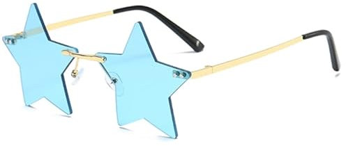 Sternförmige Sonnenbrille für Damen und Herren, modische randlose Brille, UV400-Schutz, Schatten, Retro-Brillen für Reisen, randlos, sternförmig, Retro-Sonnenbrille für Damen und Herren, 60er, 70er,