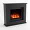 GLOW FIRE Elektrokamin mit Heizung und Kaminfeuer (Standkamin Europa) - elektrischer Kamin mit LED-Feuer in 3 Farben, Heizlüfter, Holz-Deko & Fernbedienung, 111x101x33 cm, Grau