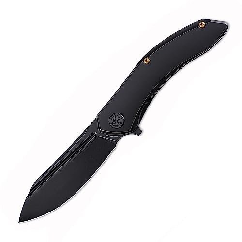 Cavol Knife Bucarto Couteau Flipper,3.15 Couteau Pliant acier M390 PVD,4.17 Manche en titane Couteau pliant de poche,Couteau EDC pour l'extérieur Folding Knife (noir)