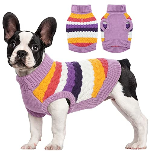 Kuoser Warmer Hundepullover - Für Kleine und Mittelgroße Hunde, Lila Fleece, Winterkleidung für Hunde