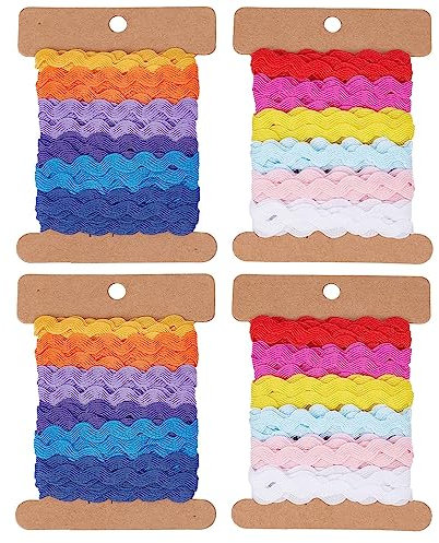 GORGECRAFT 24 Yard 12 Farben Rick Rack Trim Ribbon 5mm Wellennähen Biegefransenbesatz Gewebte Geflochtene Stoffspitze Für DIY Nähen Handwerk Kleidung Kleid Verschönerung Geschenkverpackung
