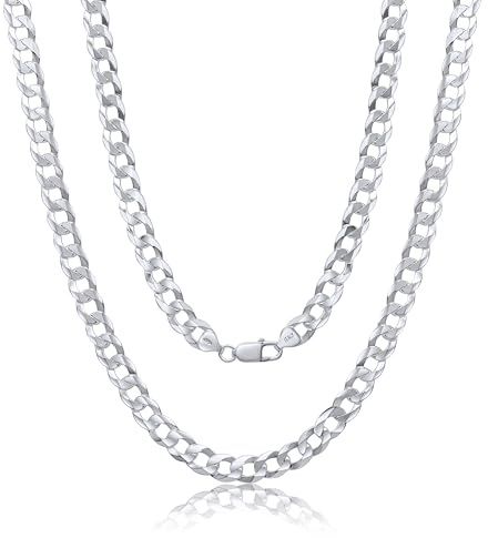 AKA Gioielli® - Panzerkette 9mm 925 Sterling Silber - Echt Silberkette, Halskette für Herren - Längen: 50, 55, 60, 65, 70, 75 cm - Made in Italy