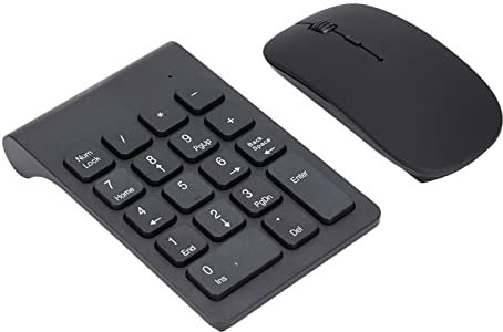 Vikye Combo Souris pavé Numérique sans Fil 2,4 GHz, Plug and Play, 1200 DPI, Taille Portable, compatibilité étendue