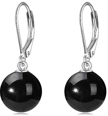 VONALA Schwarzer Onyx Ohrringe Sterling Silber, Hängend Ohrringe Schmuck Geschenke für Damen und Mädchen (Schwarzer Onyx)