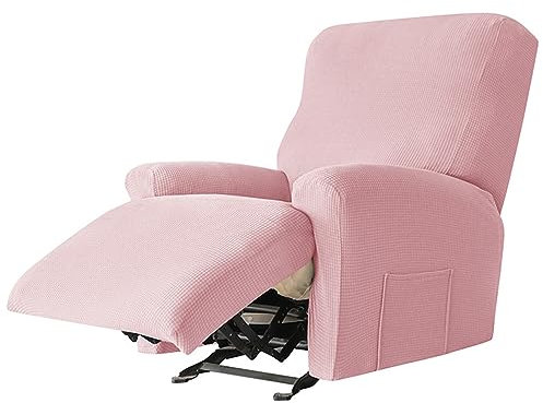 GUYIRT Wasserdicht Recliner Cover, Sofabezug 1-Sitzer-Liegestuhl, 4 Stück Weicher Möbelschutz Für Elektrischen Manuellen Liegesessel-Rosa