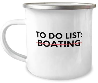 Teegarb Letter Blanket Tazza smaltata da campeggio divertente per fare lista delle cose da fare, barca, pesca, sport, dicendo avventura gioco di parole novità pesca hobby nautica hobby uomo donna