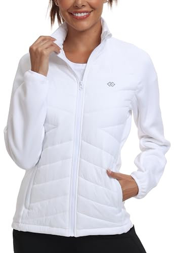 MoFiz Giacca Donna Invernale Giubbino Leggero Giacca Pile Termica Piumino Corto Giacca Sportiva con Zip Bianco L