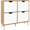 HOMCOM Meuble à Chaussures 4 abattants, Armoire à Chaussures 16 Paires, avec étagère réglable, Pieds en Bois, Rangement Chaussure, Grande capacité pour Couloir, entrée, 95 x 26 x 95 cm, Naturel