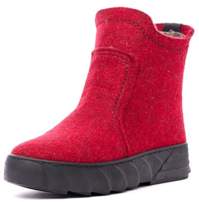 Nordan Stilvolle Winterschuhe Damen - Filzstiefel. Schöne Boots Damen mit Wollfutter und rutschfester Sohle. Warme und bequeme Stiefel mit FutterArt. 350304 bordeaux 0101, 40