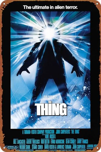 GTZAOB The Thing (1982) Horror-Film-Poster, Retro-Metallschild, Vintage-Blechschild für Café, Bar, Heimdekoration, 30,5 x 20,3 cm
