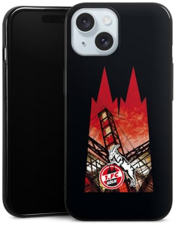 Silikon Hülle kompatibel mit Apple iPhone 15 Case schwarz Handyhülle 1. FC Köln Offizielles Lizenzprodukt Kölner Dom