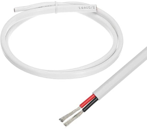 sourcing map Câble Marin Duplex à 2 Conducteurs de 14AWG, 3 Pieds, en Cuivre Étamé Isolé Avec Une Gaine en PVC pour Les Haut-Parleurs de Bateau Automobile Marin