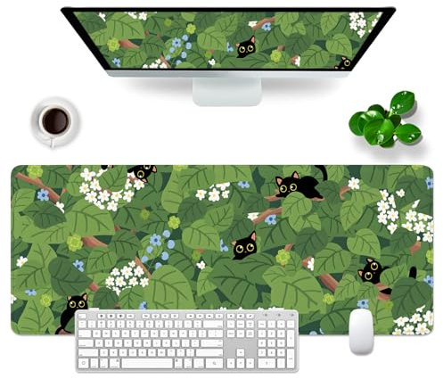 WYDUCVI Gaming Mouse Mat Cat Large Mouse Mat XL Cute Desk Mat 31.5x11.8x0.12 inch (80x30 CM) Large Desk Pad Kawaii Keyboard Mouse Mat (Cute cat -1)