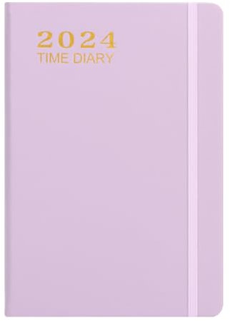 Date Book and Notebook Planner,Diary 2024 Days Per Page, Schedule This A5 daily Planner With Elastic Band Design, Business Office,Diary 2024 Week to View A5, Waterproof PU Cover.