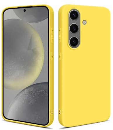 HSP Coque pour Samsung Galaxy S24 5G [Anti-poussière] étui de protection en silicone TPU premium | Résistant aux chocs | Protecteur d'écran et de caméra | Housse Ajustement parfait Mat | Jaune