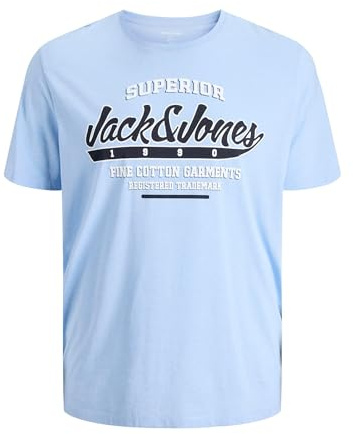 JACK & JONES Male T-Shirt Plus Size Logo T-Shirt, Chambray Blue, 5XL