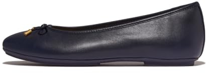 FitFlop Damen Delicato Bow Soft Metallic-Leder Ballerinas, Navy, 4 UK Narrow