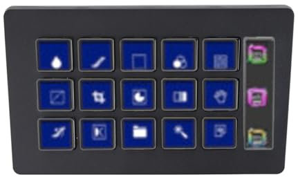 Elprico Benutzerdefinierte LCD-Tastatur, Programmierbare Tastatur mit 15 Tasten, Software-Trigger-Makro-Tastatur mit Einer Taste für YouTube, Twitch, OBS