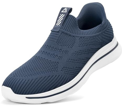 ODCKOI Sneakers Zapatillas Deportivas Manos Libres para Hombre Ligeras y Transpirables Slip In Zapatillas Deportivas para Cómodas de Malla Zapatos Casuales sin Cordones-Azul marino-45