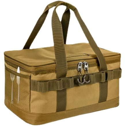 Whnbuij Utensilientasche Für Camping – 20 L Allzweck-Organizer-Koffer, Tragetasche Für Camping-Kochgeschirr, Kofferraumtasche Mit Griff, Küchenutensilien-Organizer Zum, Wandern, Jagen Und Camping