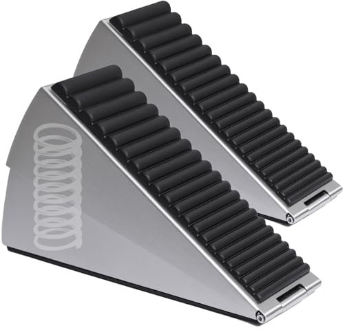 Large Door Stopper - Metal Door Wedge, Tall Door Stopper, Spring Rubber for Extra Strong Grip (Silver, 2 Pack)