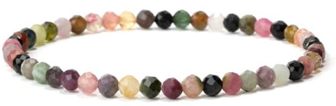 Landorilo Naturstein Perlen Heilstein Armband aus 4mm Facettiertes Steinperlen, Yoga Armbänder für Damen Herren,Glücksarmband, Exquisite Geschenke, Ersatzperlen Inklusive(F Gefärbter Jaspis)