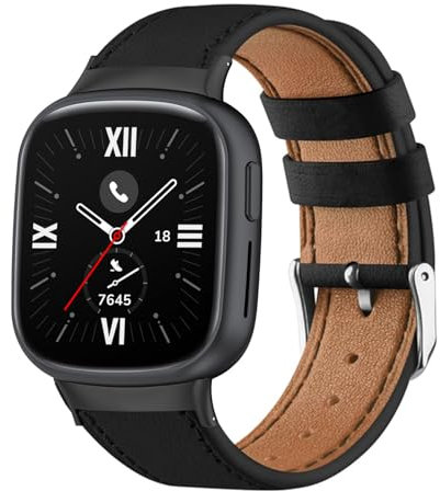 ZUOBNBP Cuero Correas para Honor Watch 4 Correa, Correa Piel Lisa de Estilo Vintage con Hebilla de Acero Inoxidable Correa de Repuesto Compatibles con Honor Watch 4 Pulsera para Hombres Mujeres (2)