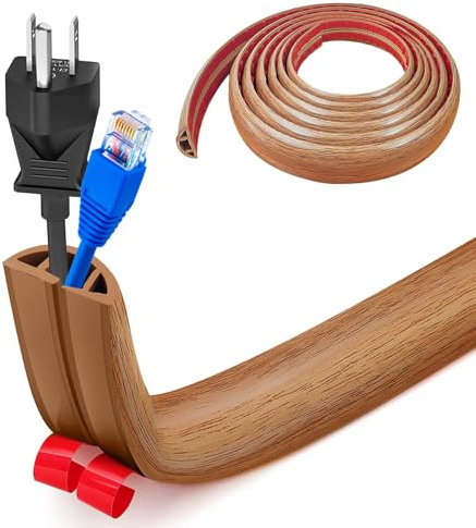 Floor Cord Covers Channel, Floor Cable Cover Protector, 3cm x 5m Heavy Duty Wire Cover, Protect Cables and Prevent Trip Hazards, Suitable for All Power Cords, Home, Warehouse, School(Yellow Oak Grain)