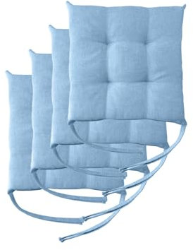 Il Tuo Artigiano Design 4 Stuhlkissen im Set, 40 x 40 cm 6 cm dick, Polsterung aus Schaumstoff und weichem Acryl, Sitzkissen Stuhl 4er Set, Stuhlkissen Outdoor 40x40 (4, Hellblau)