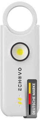 ECHOVO Taschenalarm 140 dB mit LED - Selbstverteidigung für Frauen & Kinder, Schlüsselanhänger mit Alarm, sehr laut Schrillalarm, Handsirene, Abwehr & Selbstschutz für unterwegs zur Sicherheit (Weiß)