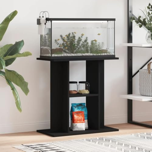 IKAYAA Aquarium Unterschrank Schwarz, Aquariumständer für Aquarien, Aquarienschrank, Aquarium Tisch Holzwerkstoff 60 x 30 x 60 cm
