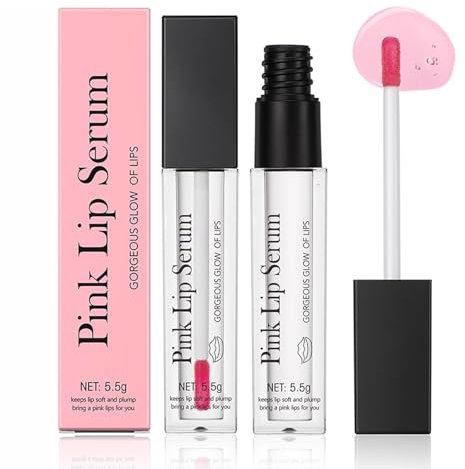 2Pack Pink Lip Serum Plumper, Color Changing Lip Gloss, Pink Lip Serum Plump Gorgeous Glow of Lips, Pink Lip Serum Plumping, Glow Color Changing Lip Oil, Hydrating Lip Stain for Women