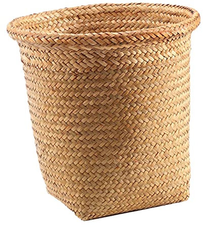 MAGICLULU Panier De Paille Poubelle De Salle De Bain Tissée Poubelle De Cuisine Panier À Linge Seau De Stockage De Linge Petit Tissé Poubelle De Salle De Bain En Osier Corbeille À