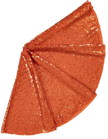 Morbuy Pailletten Weihnachtsbaumdecke, Weihnachtsbaum Rock Rund, Weihnachtsbaum Weihnachtsdeko, Champagner Gold Rund Christbaumdecke für Neujahr Party Weihnachten Deko (120cm,Orange)