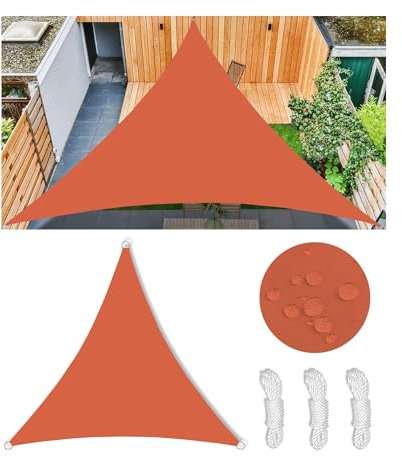 Sonnensegel Wasserdicht Dreieckig Viele Farbe Größe Balkon Sonnenschutz 98% UV Schutz Segeltuch Sonnensegel Markise Reißfest Wetterfest mit D-Ring und Kordel für Balkon Terrasse Garten 6x6x6M