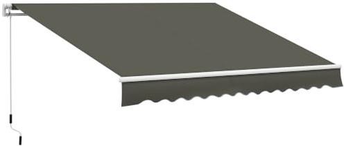 Outsunny Manuelle einziehbare Markise Einstellbarer Winkel Aluminium Polyester wasserdicht 3,5 x 2,5 m grau