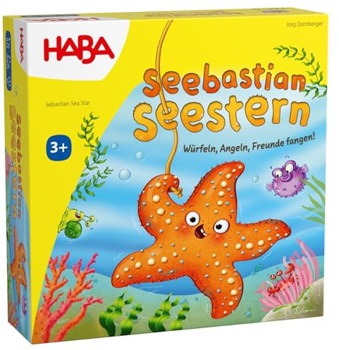 HABA Seebastian Seestern – Angelspiel aus Holz für Kinder ab 3 Jahren – Fördert Feinmotorik, freies Spielen, Lernen & Farben-unterscheiden – 2012229001