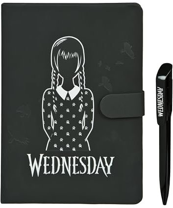 Undercover - Wednesday A5 Notizbuch Set – Magnetverschluss, 80 Blatt FSC Papier, Kugelschreiber – Stilvolles Schreibset für Notizen und Kreativität