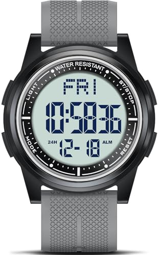 WIFORT Digital Herren Damen Uhren 5 ATM Wasserdicht Sport Armbanduhr mit Wecker Stoppuhr Countdown Duale Zeitzone, Ultradünn Weitwinkel Anzeige Digitaluhr für Jungen Mädchen