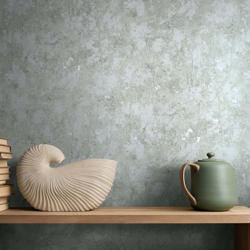 marburg Tapete Grau Grün Betonoptik Uni Struktur Modern für Wohnzimmer Schlafzimmer Küche 10,05 x 0,53