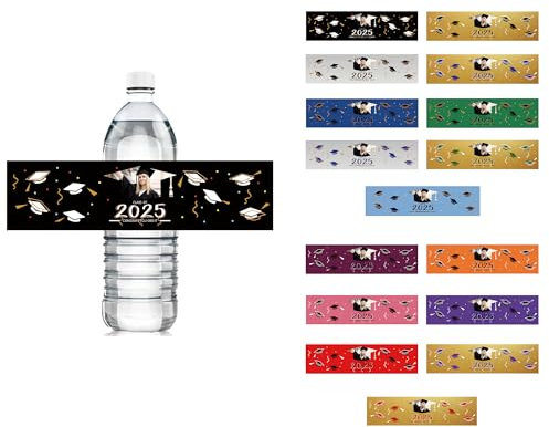 Personalised Class of 2025 Waterproof Water Bottle Labels – Custom Name Graduation Party Favor Stickers for High School and College Graduates Style 8
