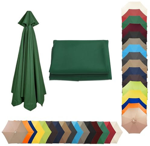 Cubierta De Repuesto Para Sombrilla De Patio, Tela De Poliéster | Impermeable | Transpirable Toldo De Recambio De Sombrilla Para Patio Trasero Al Aire Libre, Piscina, Fiesta En La Playa(Green,8 RIBS/3