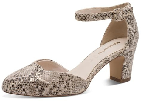 Tamaris Damen Pumps mit Blockabsatz, beige, 36 EU