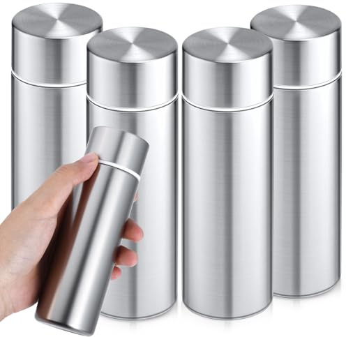 Kinmsito 4 Stück mini thermosflasche,4,4 oz isolierte Trinkflasche, Mini Thermoskanne,kleine Kaffeeflasche,Tragbare Getränk Wasserflasche für Handtaschen,Outdoor,Lunch-Taschen,Getränke(silber)